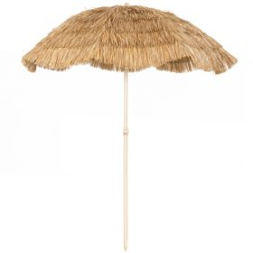 6FT Tiki Umbrella, Outdoor Hawaiian Style Patio Umbrella with 8 Ribs, Carry Bag, Outdoor Tiki Bar, Tropical Palapa (Option: Khaki-1170x150x150 mm)