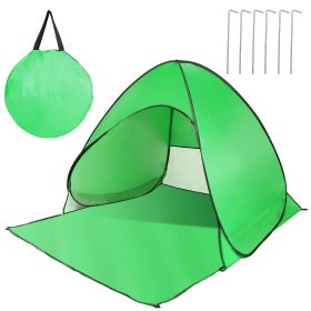 Pop Up Beach Tent Sun Shade Shelter Anti-UV Automatic Waterproof Tent Canopy for 2/3 Man w/ Net Window Storage Bag for Outdoor Beach Camping Fishing U (Color: Green)