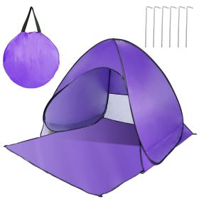 Pop Up Beach Tent Sun Shade Shelter Anti-UV Automatic Waterproof Tent Canopy for 2/3 Man w/ Net Window Storage Bag for Outdoor Beach Camping Fishing U (Color: Purple)