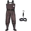 UPGRADE Fishing Waders for Men&Women with Boots Waterproof;  Nylon Chest Wader with PVC Boots & Hanger Brown