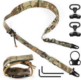 QD Sling 2 Point Sling Quick Adjust Gun Sling with HK Hook Soft Shoulder Pad Sling, Rifle Sling for Hunting Tactical Strap (Color: Camo)